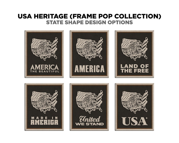 USA Heritage Series - FramePop Collection - SVG, PDF, ai File Download - Works with all Lasers