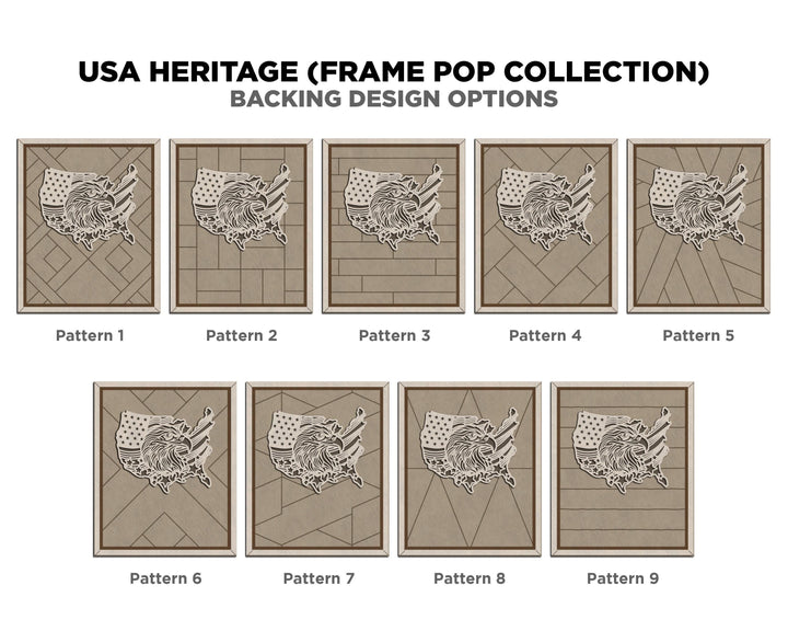 USA Heritage Series - FramePop Collection - SVG, PDF, ai File Download - Works with all Lasers