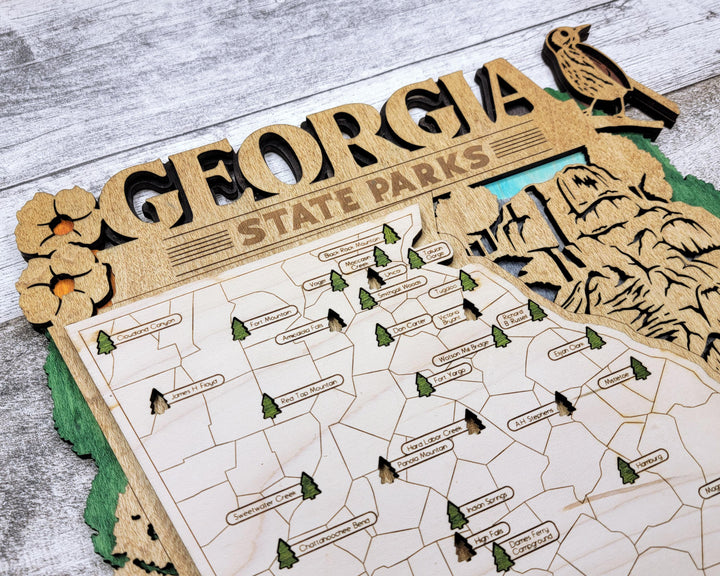 The Georgia State Park Map - Custom and Non Customizable Options - SVG, PDF File Download - Tested in Lightburn and Glowforge & Xtool