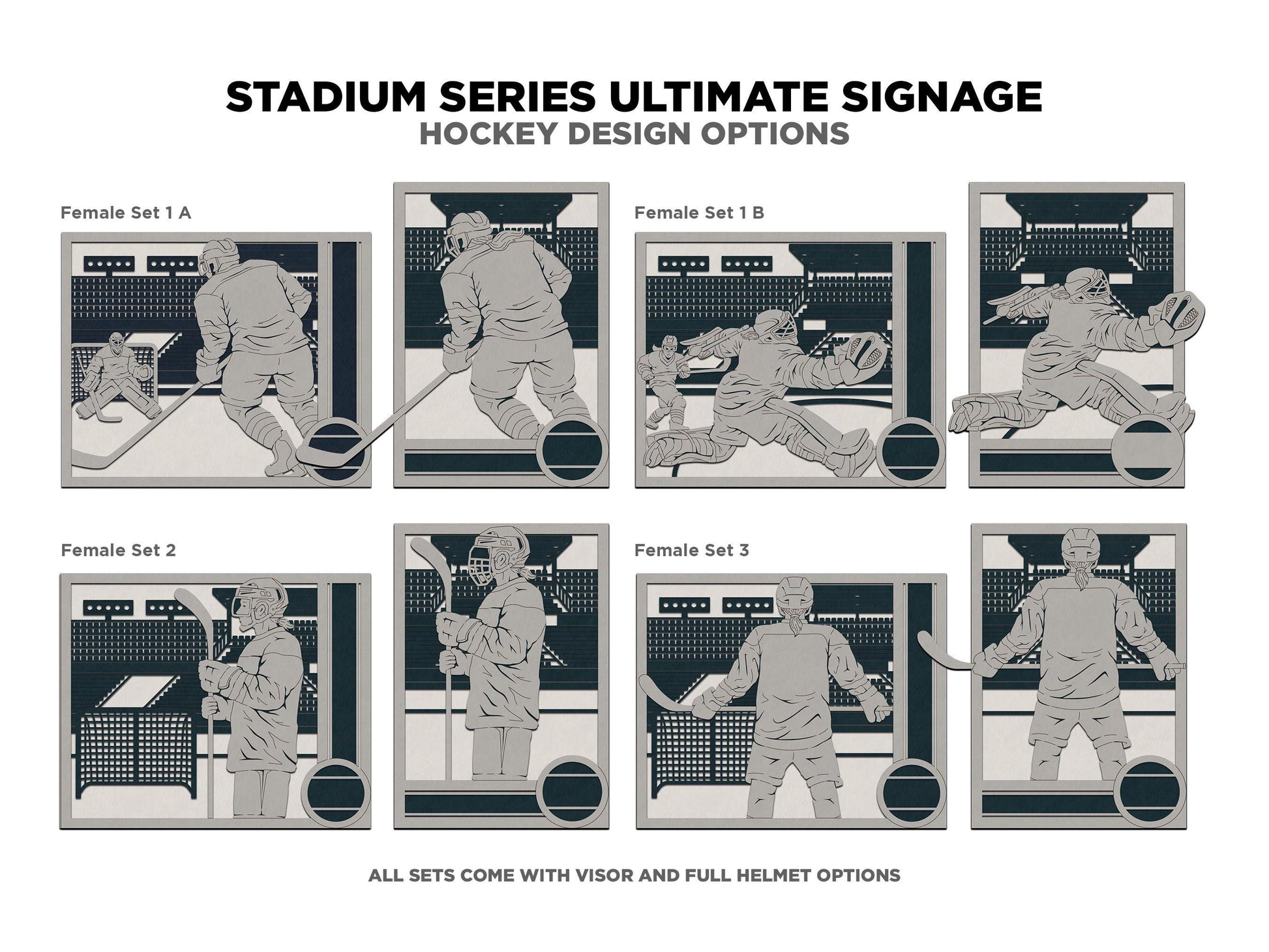 Stadium Series Ultimate Signage - Hockey - 7 poses Male and Female - 2 orientations - 28 designs - Works with all Laser Types