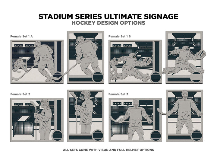 Stadium Series Ultimate Signage - Hockey - 7 poses Male and Female - 2 orientations - 28 designs - Works with all Laser Types
