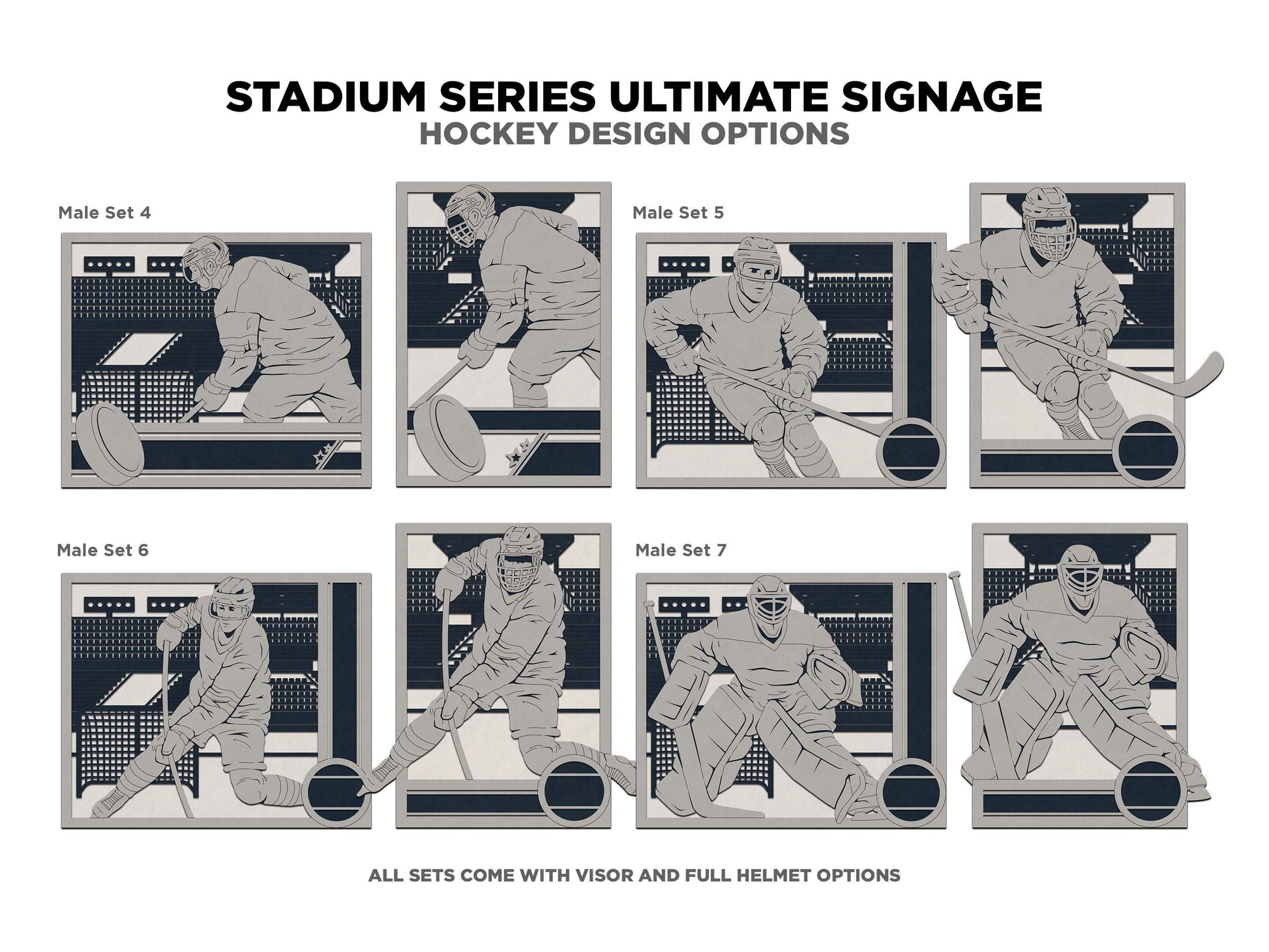 Stadium Series Ultimate Signage - Hockey - 7 poses Male and Female - 2 orientations - 28 designs - Works with all Laser Types