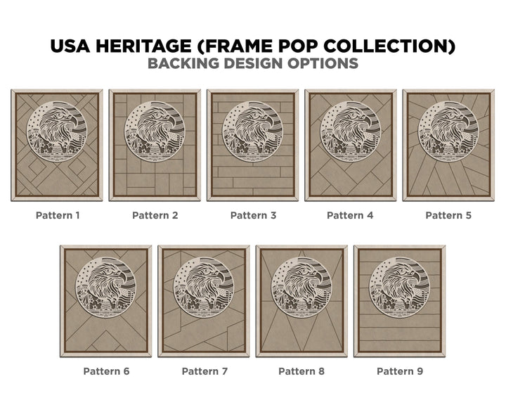 USA Heritage Series - FramePop Collection - SVG, PDF, ai File Download - Works with all Lasers
