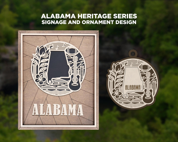 Alabama State Heritage Series - FramePop Collection - Ornaments and Signage - SVG, PDF, ai File Download - Works with all Lasers