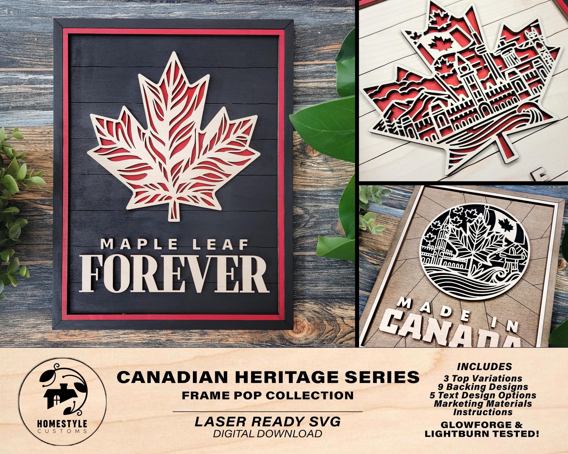 Canadian Heritage Series - FramePop Collection - SVG, PDF, ai File Download - Works with all Lasers