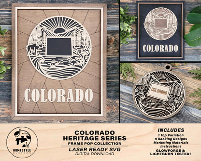 Colorado State Heritage Series - FramePop Collection - Ornaments and Signage - SVG, PDF, ai File Download - Works with all Lasers