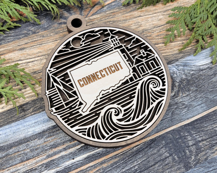 Connecticut State Heritage Series - FramePop Collection - Ornaments and Signage - SVG, PDF, ai File Download - Works with all Lasers