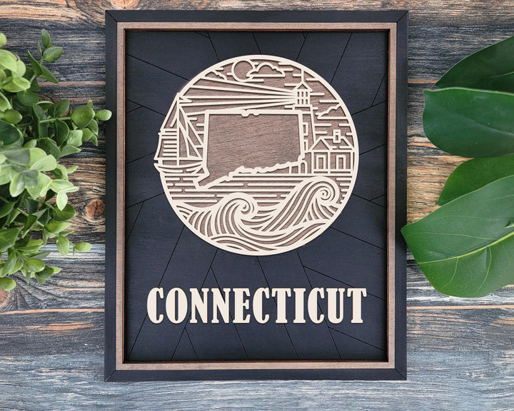 Connecticut State Heritage Series - FramePop Collection - Ornaments and Signage - SVG, PDF, ai File Download - Works with all Lasers