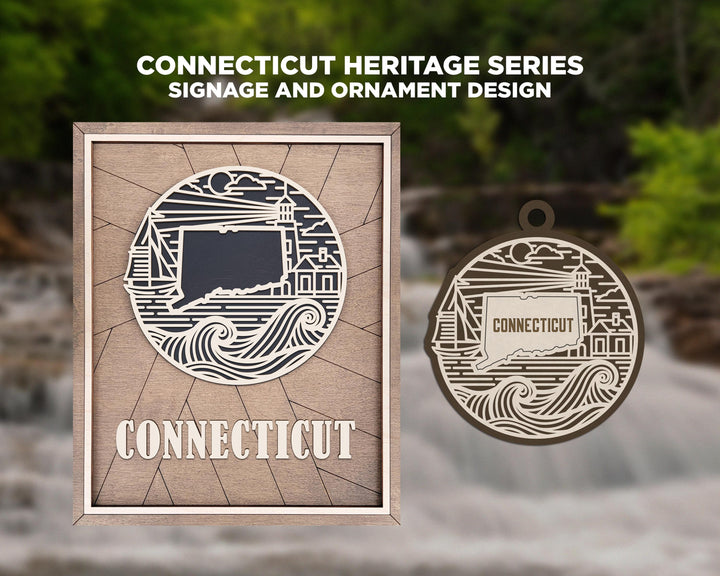Connecticut State Heritage Series - FramePop Collection - Ornaments and Signage - SVG, PDF, ai File Download - Works with all Lasers