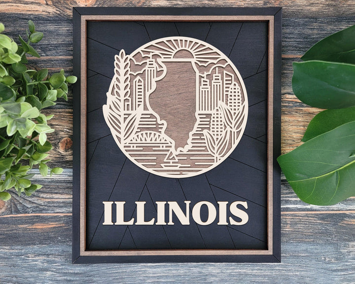 Illinois State Heritage Series - FramePop Collection - Ornaments and Signage - SVG, PDF, ai File Download - Works with all Lasers