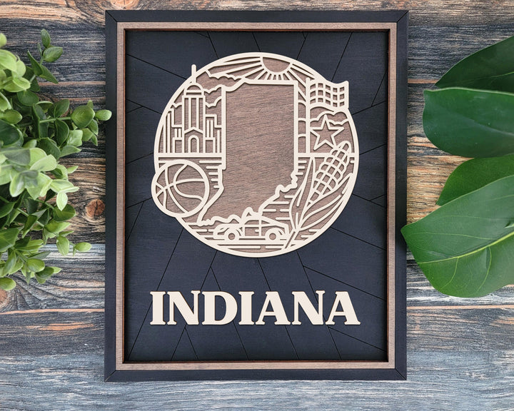 Indiana State Heritage Series - FramePop Collection - Ornaments and Signage - SVG, PDF, ai File Download - Works with all Lasers