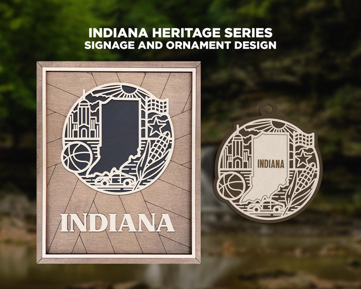 Indiana State Heritage Series - FramePop Collection - Ornaments and Signage - SVG, PDF, ai File Download - Works with all Lasers