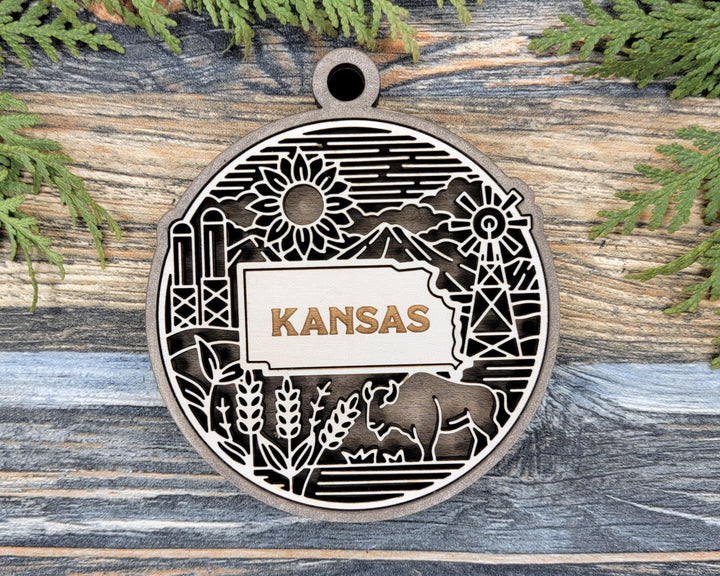 Kansas State Heritage Series - FramePop Collection - Ornaments and Signage - SVG, PDF, ai File Download - Works with all Lasers