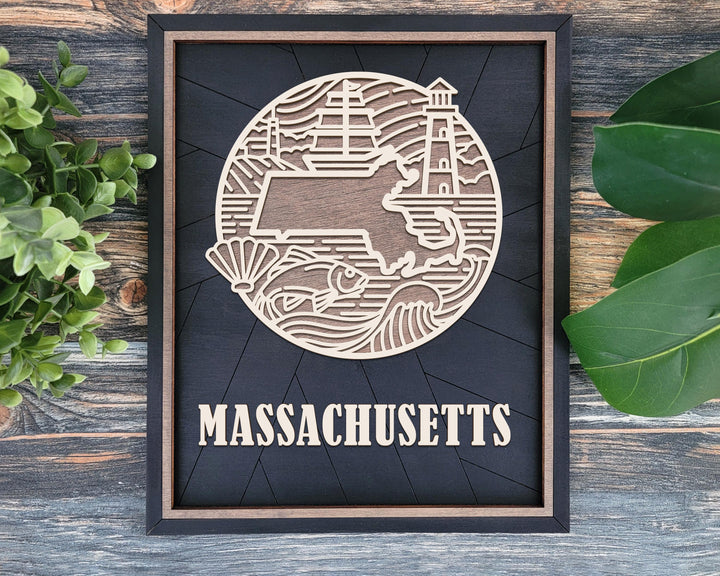 Massachusetts State Heritage Series - FramePop Collection - Ornaments and Signage - SVG, PDF, ai File Download - Works with all Lasers