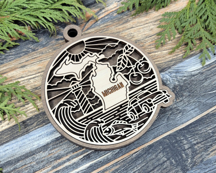 Michigan State Heritage Series - FramePop Collection - Ornaments and Signage - SVG, PDF, ai File Download - Works with all Lasers