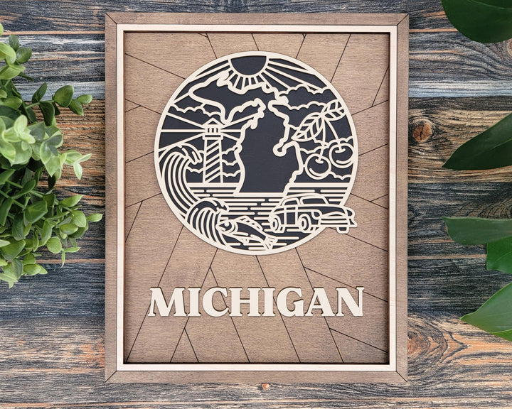 Michigan State Heritage Series - FramePop Collection - Ornaments and Signage - SVG, PDF, ai File Download - Works with all Lasers