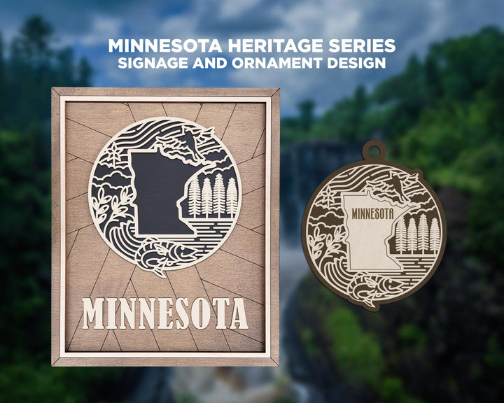 Minnesota State Heritage Series - FramePop Collection - Ornaments and Signage - SVG, PDF, ai File Download - Works with all Lasers