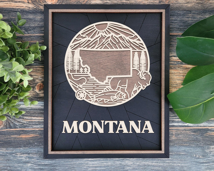 Montana State Heritage Series - FramePop Collection - Ornaments and Signage - SVG, PDF, ai File Download - Works with all Lasers