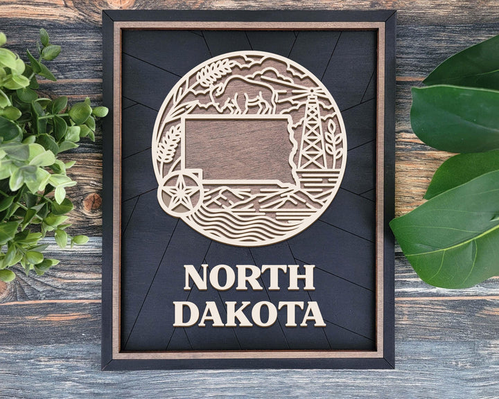 North Dakota State Heritage Series - FramePop Collection - Ornaments and Signage - SVG, PDF, ai File Download - Works with all Lasers