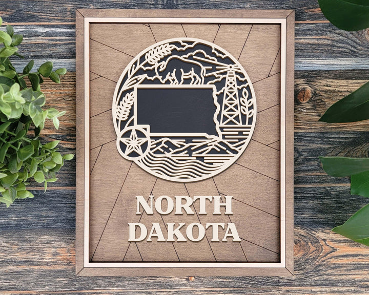 North Dakota State Heritage Series - FramePop Collection - Ornaments and Signage - SVG, PDF, ai File Download - Works with all Lasers