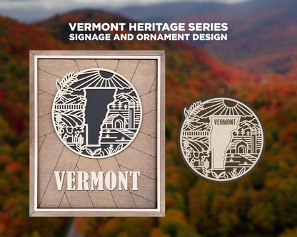 Vermont State Heritage Series - FramePop Collection - Ornaments and Signage - SVG, PDF, ai File Download - Works with all Lasers
