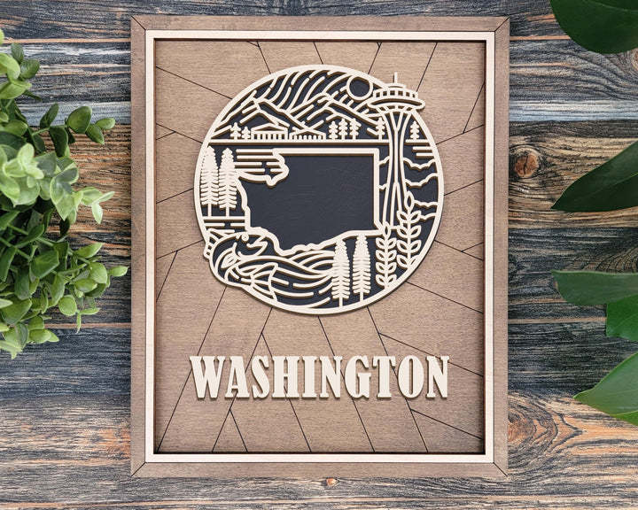 Washington State Heritage Series - FramePop Collection - Ornaments and Signage - SVG, PDF, ai File Download - Works with all Lasers