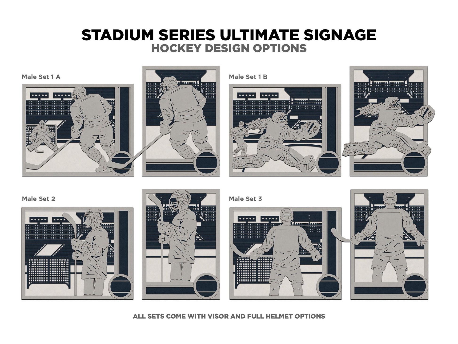 Stadium Series Ultimate Signage - Hockey - 7 poses Male and Female - 2 orientations - 28 designs - Works with all Laser Types