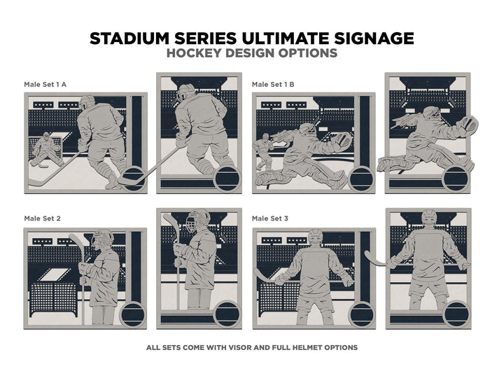 Stadium Series Ultimate Signage - Hockey - 7 poses Male and Female - 2 orientations - 28 designs - Works with all Laser Types