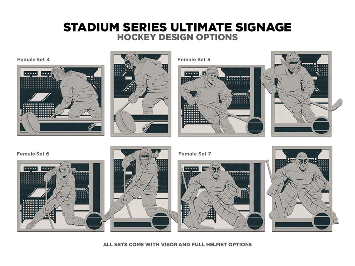 Stadium Series Ultimate Signage - Hockey - 7 poses Male and Female - 2 orientations - 28 designs - Works with all Laser Types