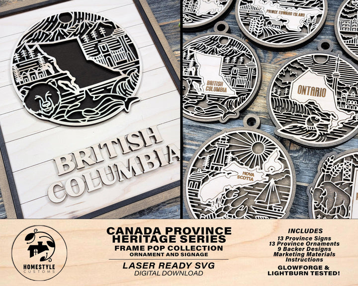 Canadian Provincial Heritage Series - FramePop Collection - Ornaments and Signage - SVG, PDF, ai File Download - Works with all Lasers