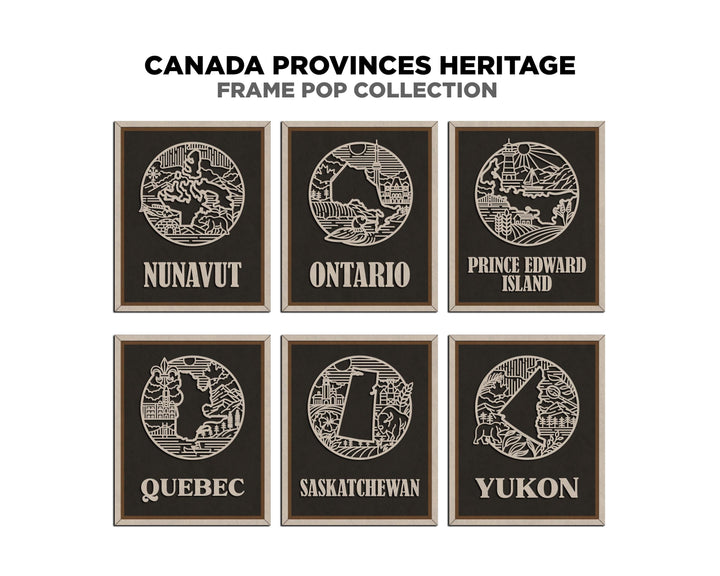 Canadian Provincial Heritage Series - FramePop Collection - Ornaments and Signage - SVG, PDF, ai File Download - Works with all Lasers