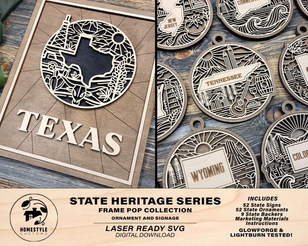 State Heritage Series - FramePop Collection - Ornaments and Signage - SVG, PDF, ai File Download - Works with all Lasers