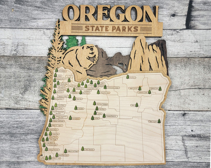 The Oregon State Park Map - Custom and Non Customizable Options - SVG, PDF File Download - Tested in Lightburn and Glowforge