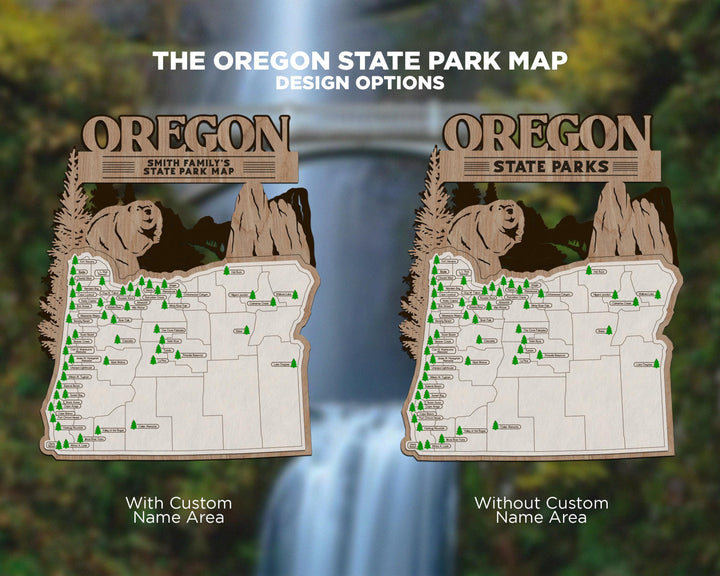 The Oregon State Park Map - Custom and Non Customizable Options - SVG, PDF File Download - Tested in Lightburn and Glowforge