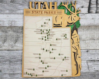 The Utah State Park Map - Custom and Non Customizable Options - SVG, PDF File Download - Tested in Lightburn and Glowforge
