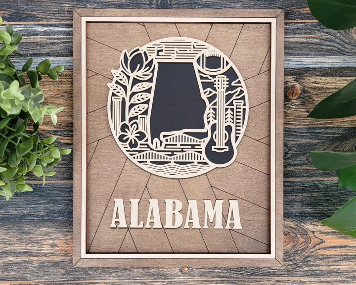 Alabama State Heritage Series - FramePop Collection - Ornaments and Signage - SVG, PDF, ai File Download - Works with all Lasers
