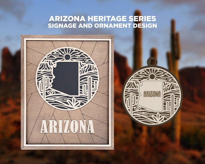 Arizona State Heritage Series - FramePop Collection - Ornaments and Signage - SVG, PDF, ai File Download - Works with all Lasers