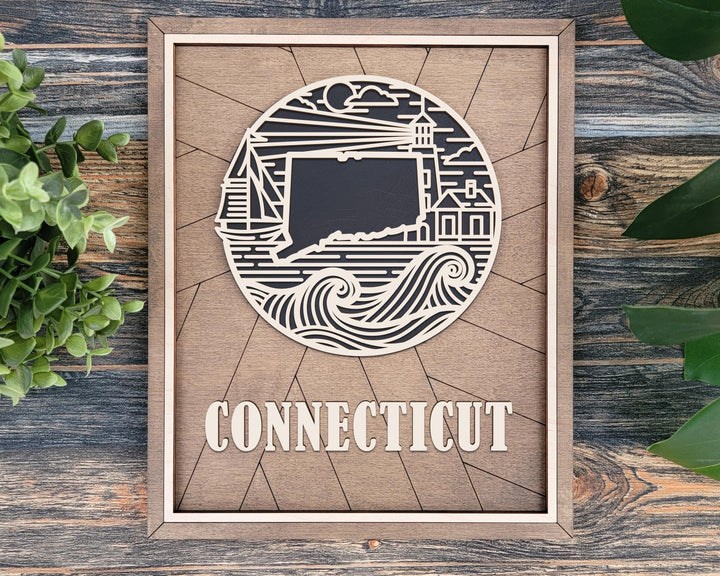Connecticut State Heritage Series - FramePop Collection - Ornaments and Signage - SVG, PDF, ai File Download - Works with all Lasers