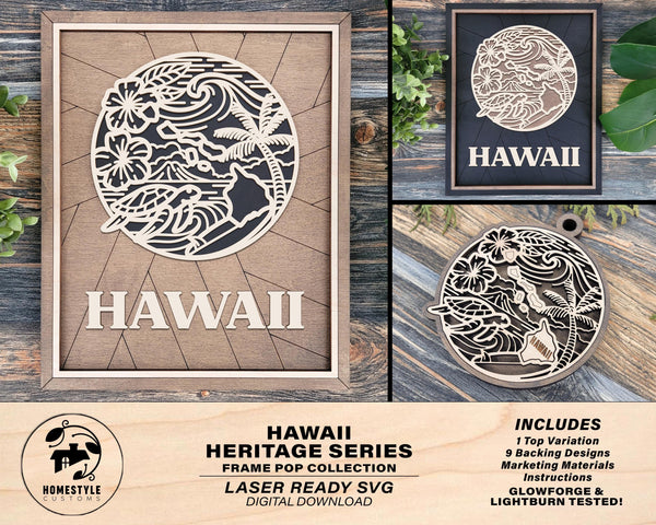 Hawaii State Heritage Series - FramePop Collection - Ornaments and Signage - SVG, PDF, ai File Download - Works with all Lasers