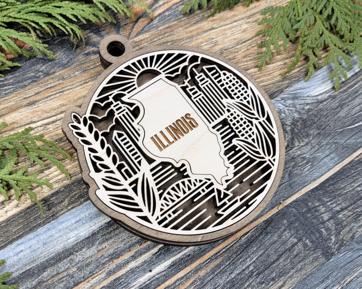 Illinois State Heritage Series - FramePop Collection - Ornaments and Signage - SVG, PDF, ai File Download - Works with all Lasers