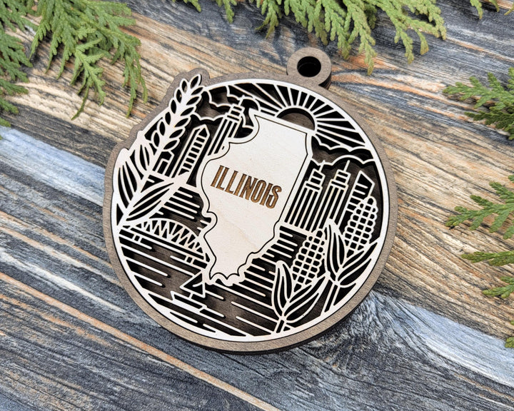Illinois State Heritage Series - FramePop Collection - Ornaments and Signage - SVG, PDF, ai File Download - Works with all Lasers