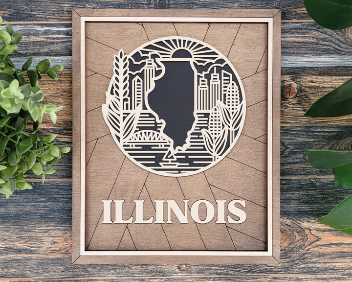 Illinois State Heritage Series - FramePop Collection - Ornaments and Signage - SVG, PDF, ai File Download - Works with all Lasers