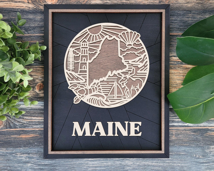 Maine State Heritage Series - FramePop Collection - Ornaments and Signage - SVG, PDF, ai File Download - Works with all Lasers
