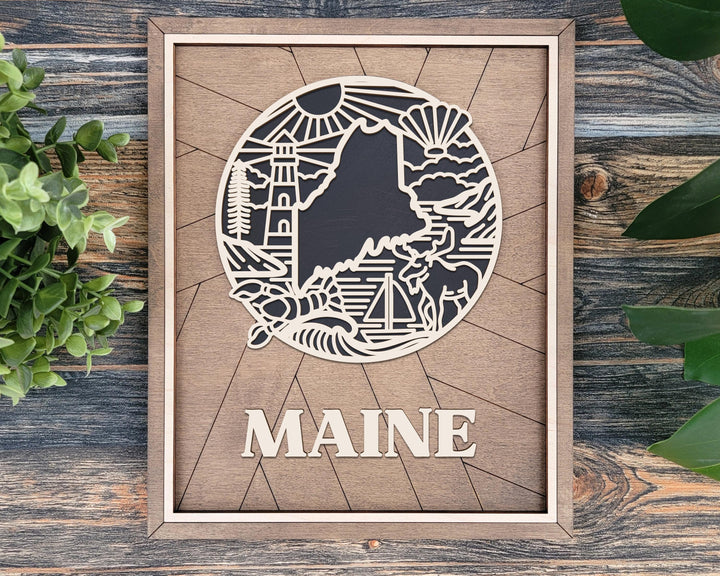 Maine State Heritage Series - FramePop Collection - Ornaments and Signage - SVG, PDF, ai File Download - Works with all Lasers