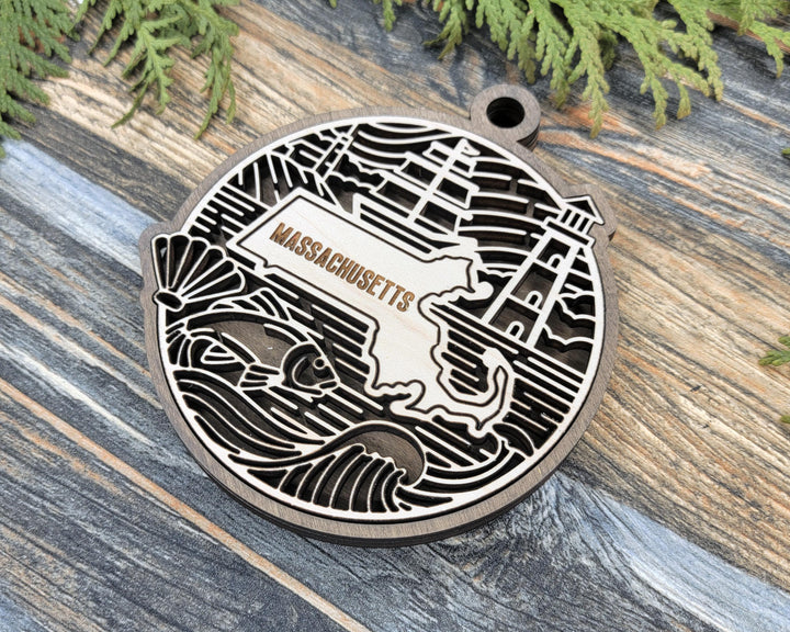 Massachusetts State Heritage Series - FramePop Collection - Ornaments and Signage - SVG, PDF, ai File Download - Works with all Lasers