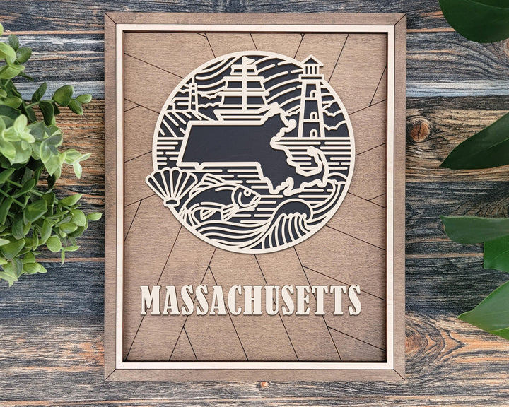 Massachusetts State Heritage Series - FramePop Collection - Ornaments and Signage - SVG, PDF, ai File Download - Works with all Lasers