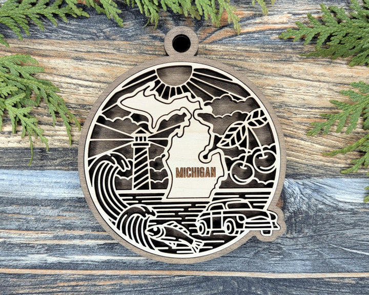 Michigan State Heritage Series - FramePop Collection - Ornaments and Signage - SVG, PDF, ai File Download - Works with all Lasers