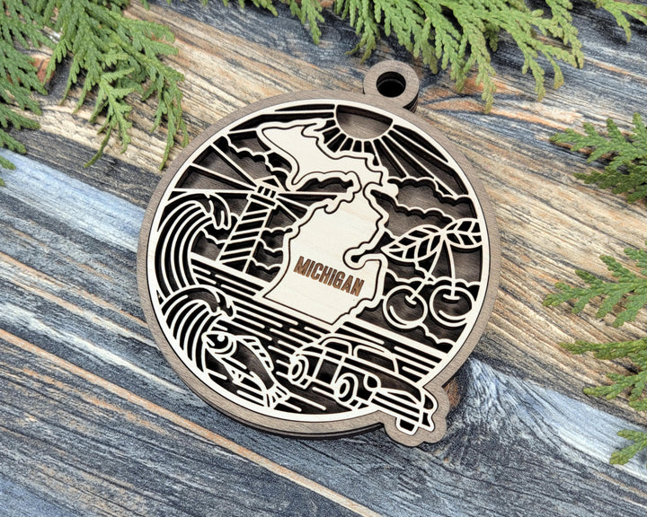 Michigan State Heritage Series - FramePop Collection - Ornaments and Signage - SVG, PDF, ai File Download - Works with all Lasers