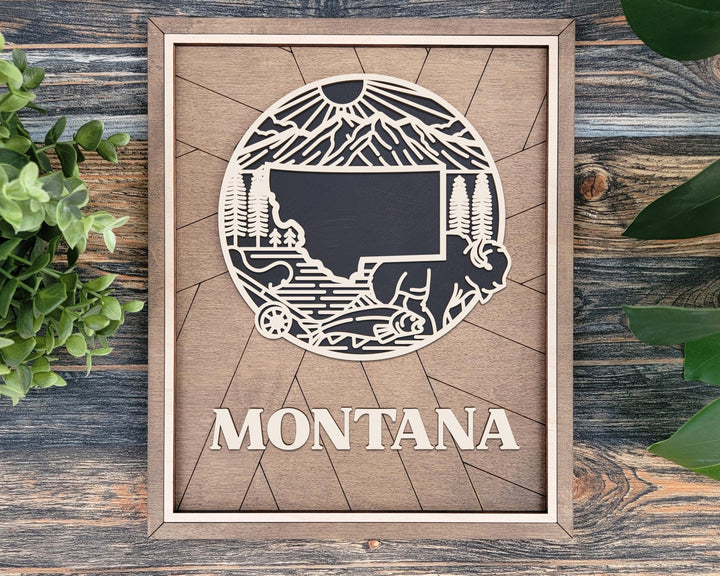 Montana State Heritage Series - FramePop Collection - Ornaments and Signage - SVG, PDF, ai File Download - Works with all Lasers