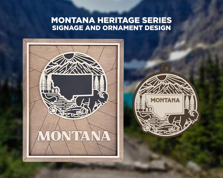 Montana State Heritage Series - FramePop Collection - Ornaments and Signage - SVG, PDF, ai File Download - Works with all Lasers
